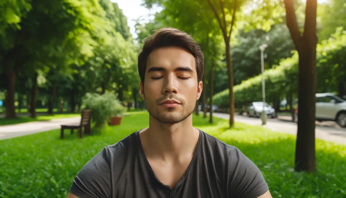 homem meditando, representando como controlar o nervosismo no primeiro encontro.