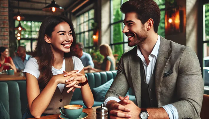 casal mostrando que a comunicação a chave para ter um excelente primeiro encontro.